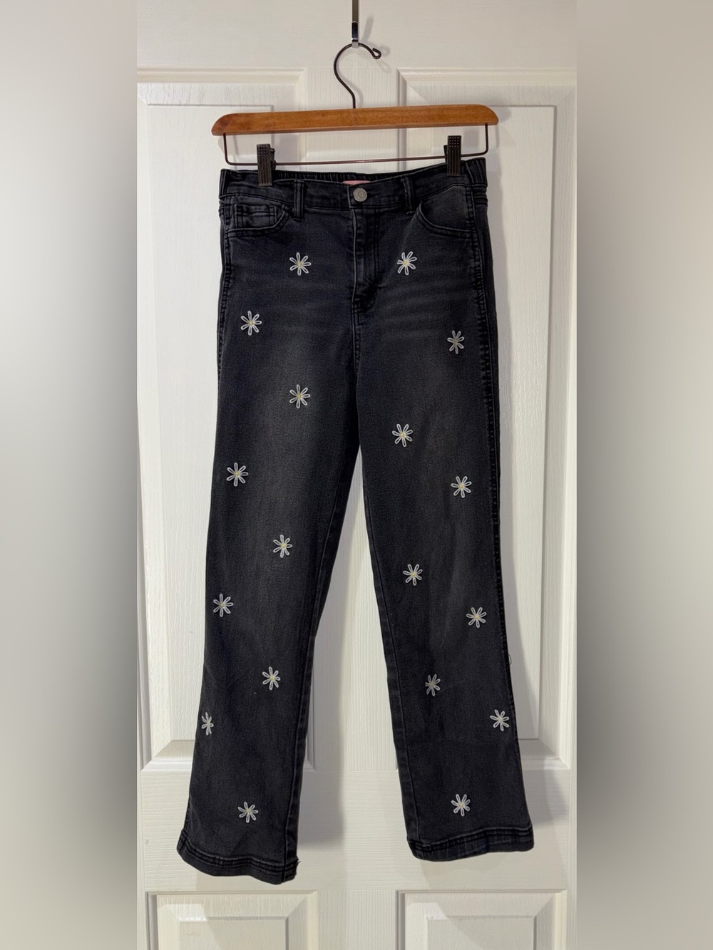 Lucky You Black Daisy Embroidered Girls Jeans 14/16